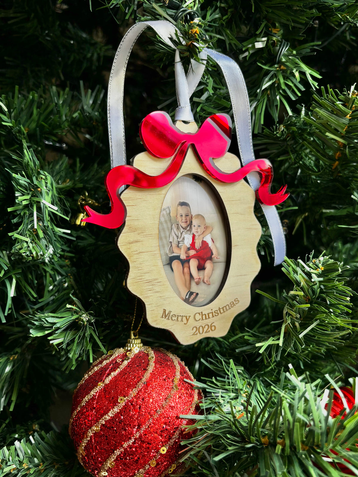 Wavy Bow - Photo Ornament