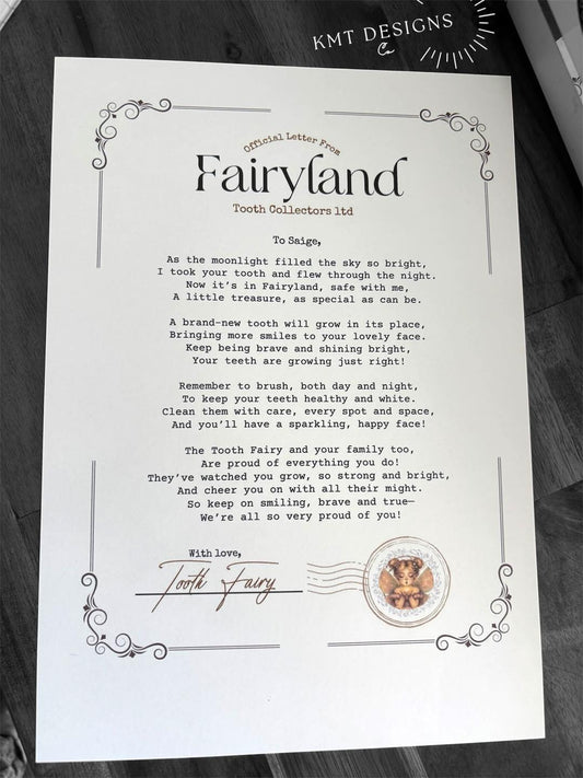 Tooth Fairy Letter
