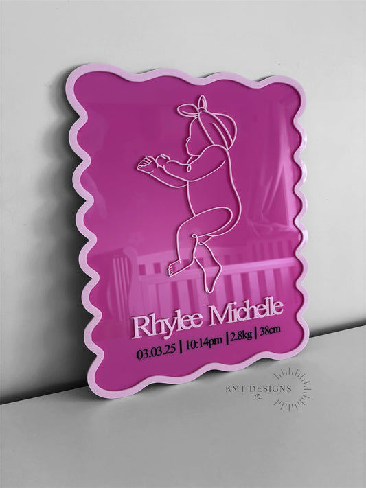 3D Plaque - Lined Baby Art