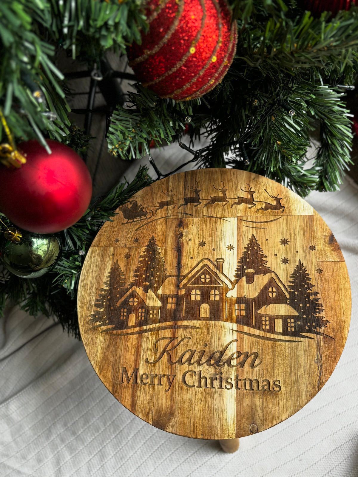Engraved Christmas Stool