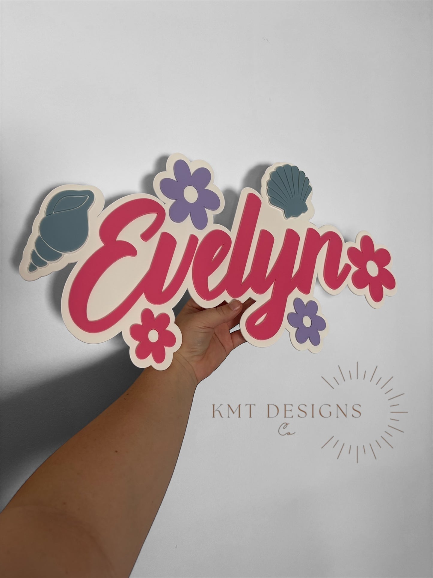 Shell & Flowers Acrylic Room Sign